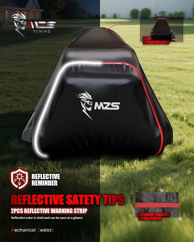 MZS Riding Lawn Mower Cover, Heavy Duty Lawn Tractor Cover with Storage Bag, Waterproof Lawnmower Covers for Outdoor UV Protection Universal Fits Decks Up to 54" Riding Mower