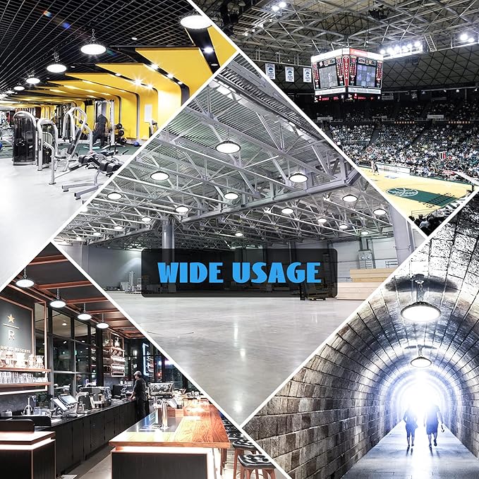 LED High Bay Light 100W, 10000LM Super Bright UFO Shop Light with 4ft 110V Plug Cable, 6000K Bay Lighting IP65 Waterproof for Barn/Garage/Commercial Warehouse/Wet Location