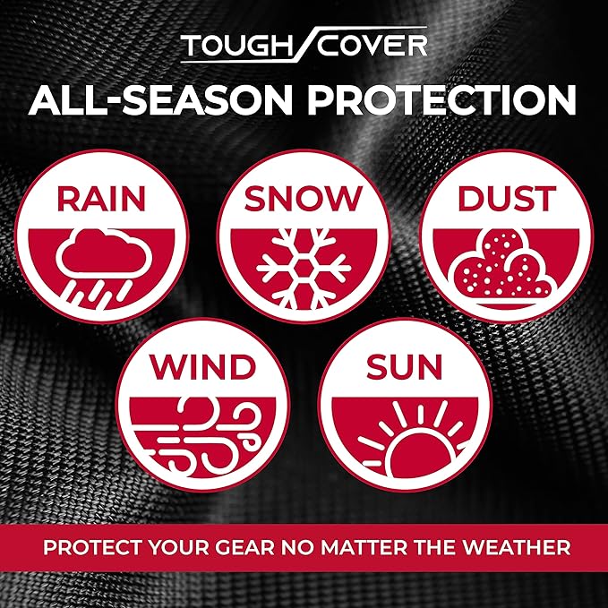 Tough Cover Zero Turn Mower Cover - 600D Marine Grade Fabric - Black - Waterproof & Drawstring Strap - Riding Lawn Mower Cover with UV, Dust, Rain & Snow Protection