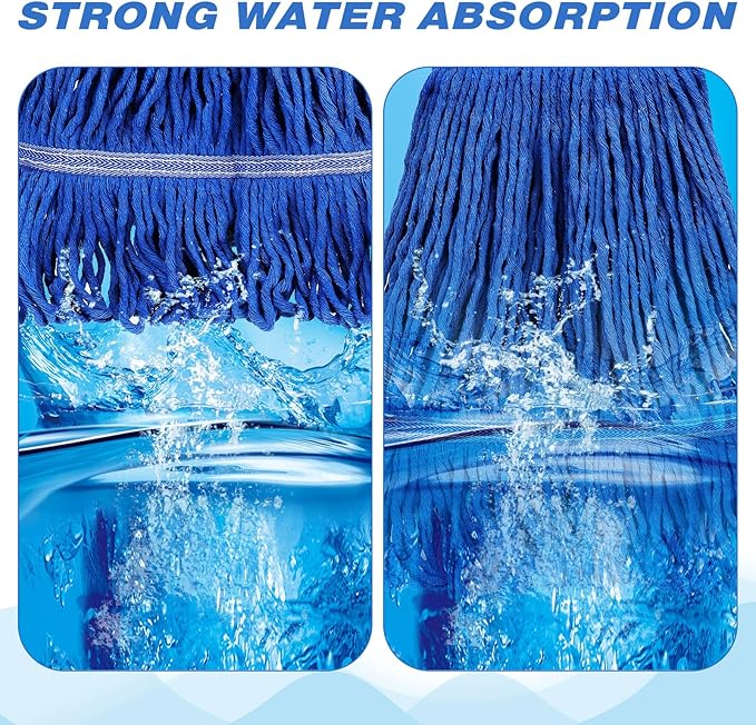 Nuogo 40 Pcs Commercial Mop Head Replacement Heavy Duty Mop Head Refill Wet Industrial Looped End String Cotton Mop Heads Bulk for Home Industrial Commercial Cleaning Supplies, Blue