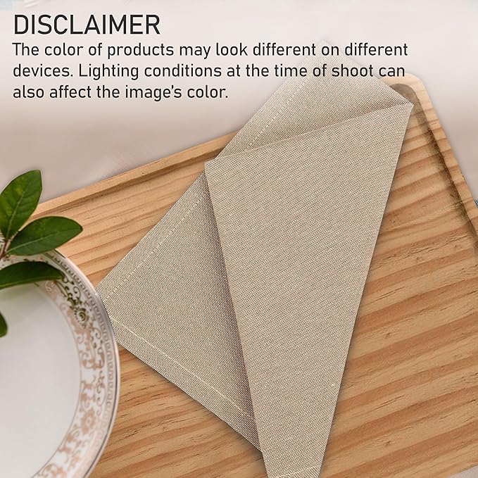 Ruvanti Cloth Napkins Set of 12, 18x18 Reusable Napkins Cloth Washable, Soft & Durable Table Napkin, Poly Cotton Fabric Dinner Napkins for Parties, Christmas, Thanksgiving, Weddings - Sand