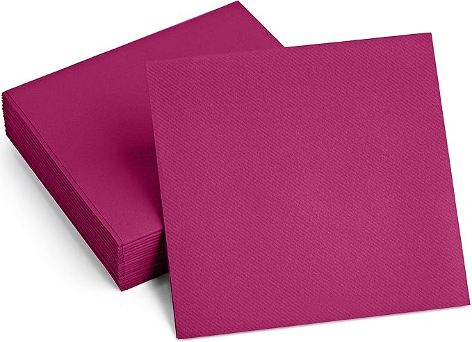 Linen-Feel Colored Paper Napkins - Decortive Cloth-Like FUCHSIA Luncheon Napkins - Soft And Absorbent. For Kitchen, Party, Wedding, Dinner Or Any Occasion. (Pack of 50)