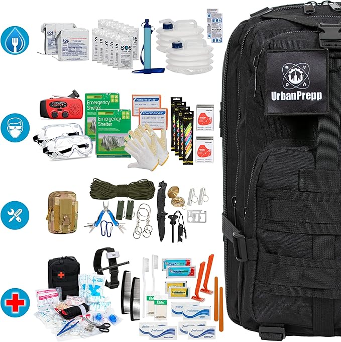 Complete 72 Hour Survival Kit - 2 Person Survival Kits, Deluxe Bug Out Bag, Emergency Bugout Backpack for Floods, Blackout, Disaster Preparedness Earthquake Supplies, Survival Pack