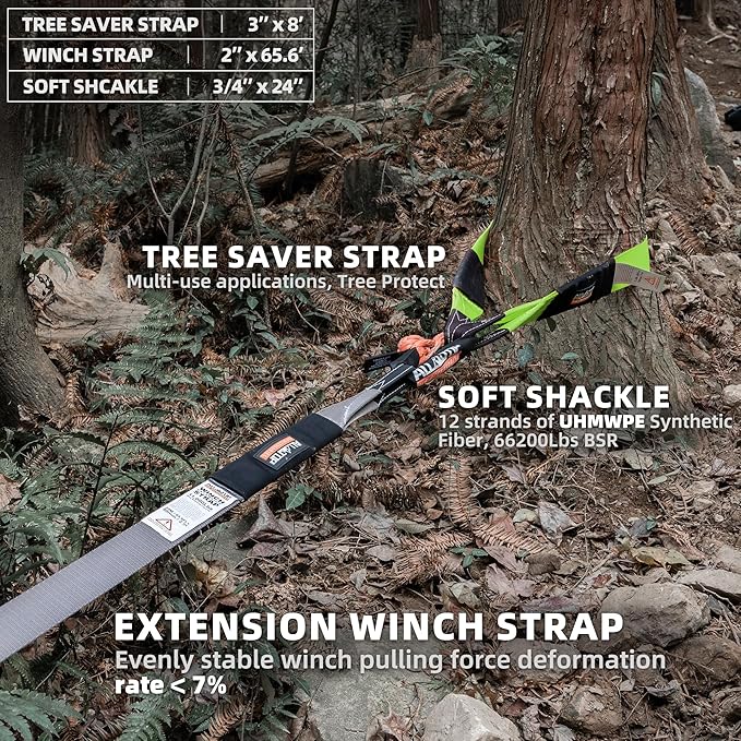 ALL-TOP Recovery Pack Pro 11in1: Water-Resist Offroad Gear Bag with Recovery Strap Kit(3), Damper, 2 Soft Shackles, SS Hitch Mount, Recovery Ring, Deflator & Gloves