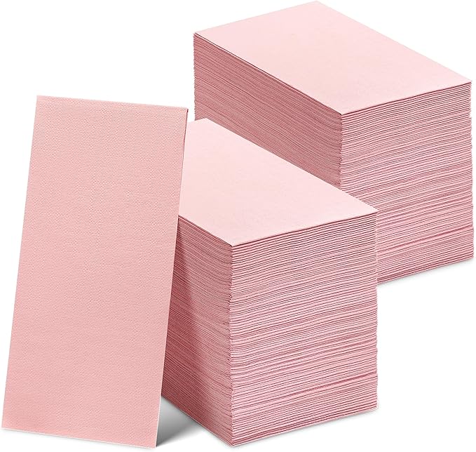 300 Pack Disposable Pink Napkins Paper, 3-Ply, 12" x 17" Black Paper Napkins, Decorative Hand Guest Towels, For Wedding, Kitchen or Event