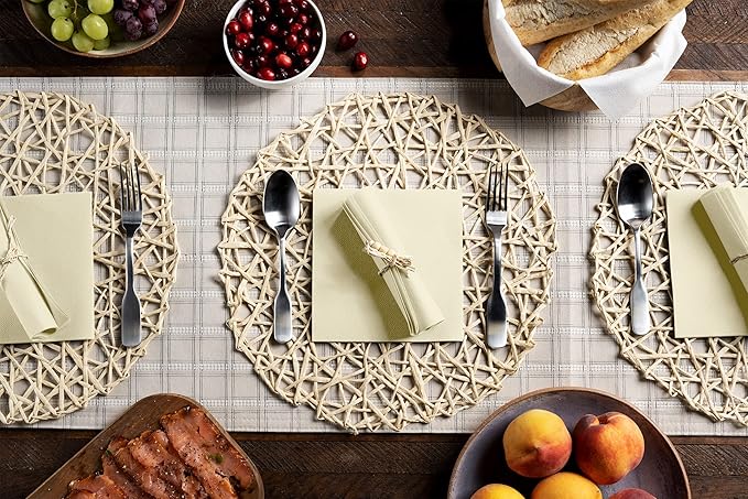 Linen-Feel Colored Paper Napkins - Decortive Cloth-Like CREAM Luncheon Napkins - Soft And Absorbent. For Kitchen, Party, Wedding, Dinner Or Any Occasion. (Pack of 50)