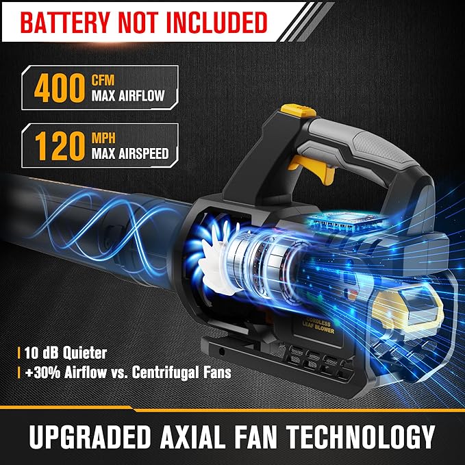 Cordless Leaf Blower Compatible with Dewalt 20V Max Battery 400CFM Electric Leaf Blower Cordless, Variable Speed, Turbo Mode, Battery Powered Leaf Blowers for Lawn Care, Yard(Tool Only)