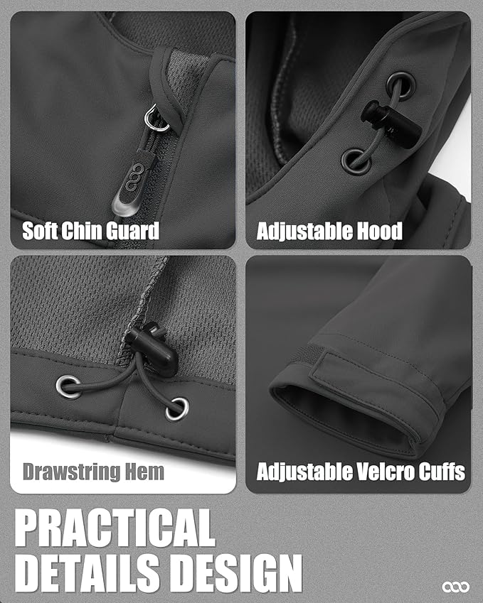 33,000ft Men's Softshell Jacket with Hood Waterproof Windbreaker Lightweight Rain Shell Jacket for Outdoor Hiking Travel