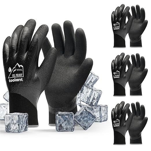 Waterproof Gloves for Men and Women, Freezer Gloves with Grip, Double Nitrile Dipped for Extreme Oil Repellent, for Construction, Mechanics, Mining, Plumbing, Black, XX-Large