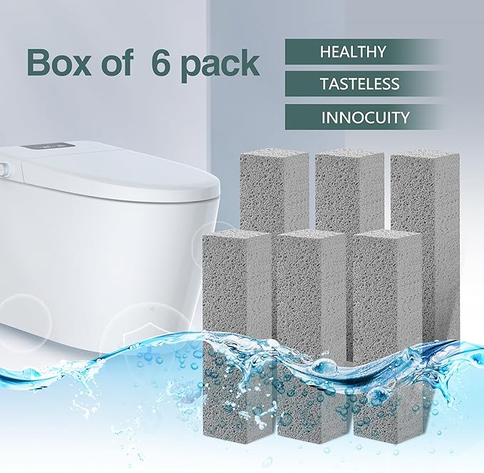 6 ps Pumice Stone Toilet Cleaning Tool Stain Hard Water Ring Remover for Toilet, Pool, Bathroom, Sink (Pumice-Grey1)