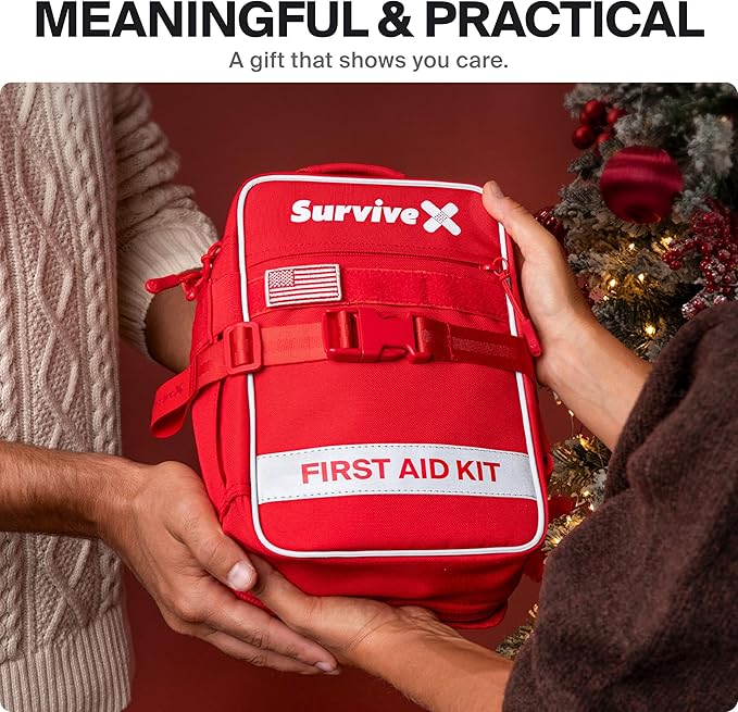 Large First Aid Kit for Car, Travel & Home - Emergency Kit for Hiking, Camping, Backpacking and Outdoors - Includes Zip Stitch Wound Closure Strips