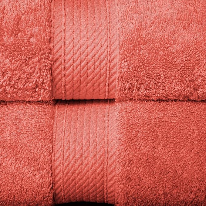 Superior Egyptian Cotton Pile 10 Piece Towel Set, Includes 2 Bath, 4 Hand, 4 Face Towels/Washcloths, Ultra Soft Luxury Towels, Thick Plush Essentials, Guest Bath, Spa, Hotel Bathroom, Coral