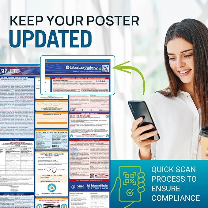 2026 Ohio Labor Law Poster – State & Federal Compliance in Spanish – OSHA, EEOC, FMLA, Minimum Wage – Durable, Laminated & Waterproof Workplace Employment Poster – Made in USA – 26” x 39.5”