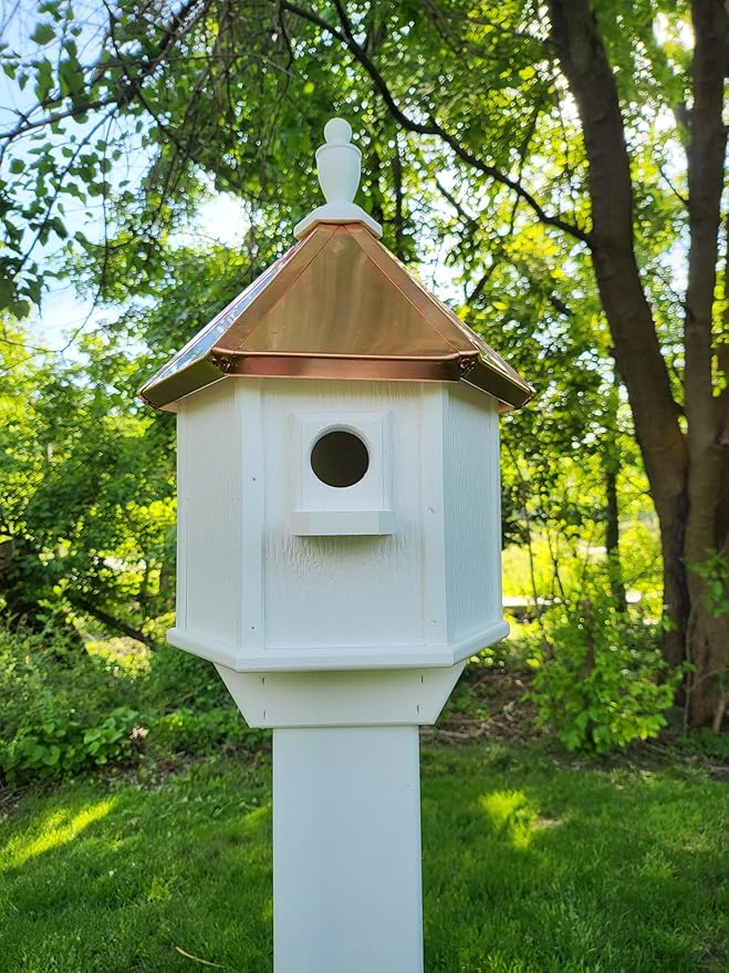 Amish Handmade Birdhouse with Copper Top, US Handmade, Bird Lovers (Copper Roof, 2 Compartments)
