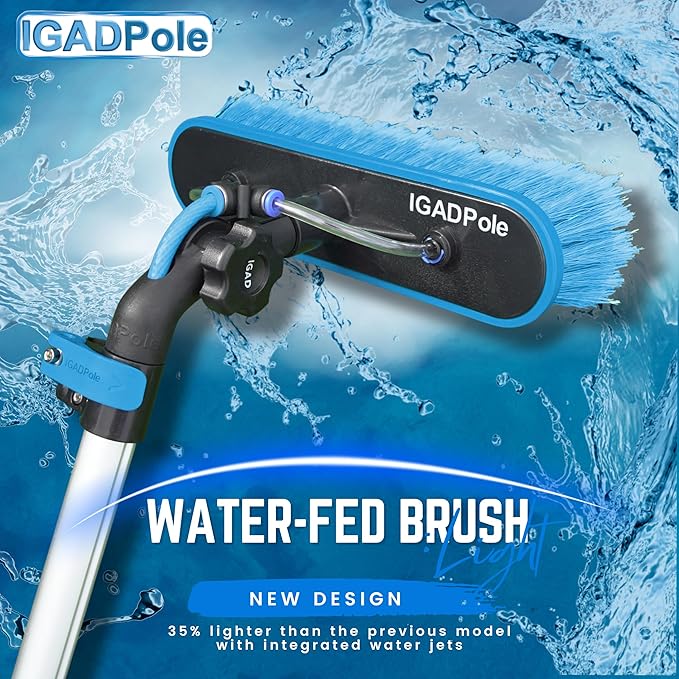 IGADPole 24ft Washing Kit: Water-fed Brush with Soap Dispenser, Cobweb Dusters, with 6-Stage Telescoping Pole 5-20ft Pole/Window and Dusting Cleaning Kit