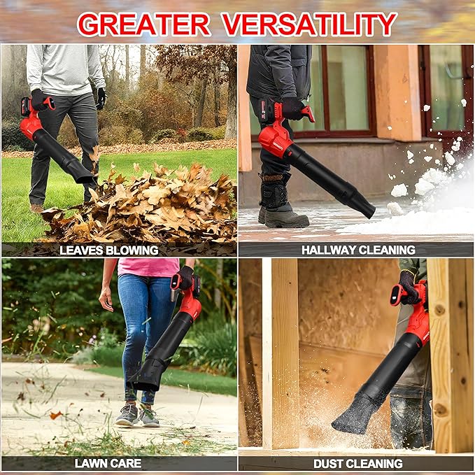 Portable Electric Leaf Blower Cordless with 2X 4.0Ah Batteries and Charger, 540CFM 160MPH, 5 Speeds Modes, LCD Display, Lightweight Handheld for Seniors, Gutter, Yard, Garden, Patio, Lawn Care