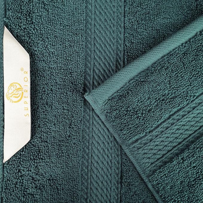SUPERIOR Egyptian Cotton Pile Bath Towel Set of 4, Ultra Soft Luxury Towels, Thick Plush Essentials, Absorbent Heavyweight, Guest Bath, Hotel, Spa, Home Bathroom, Shower Basics, Teal