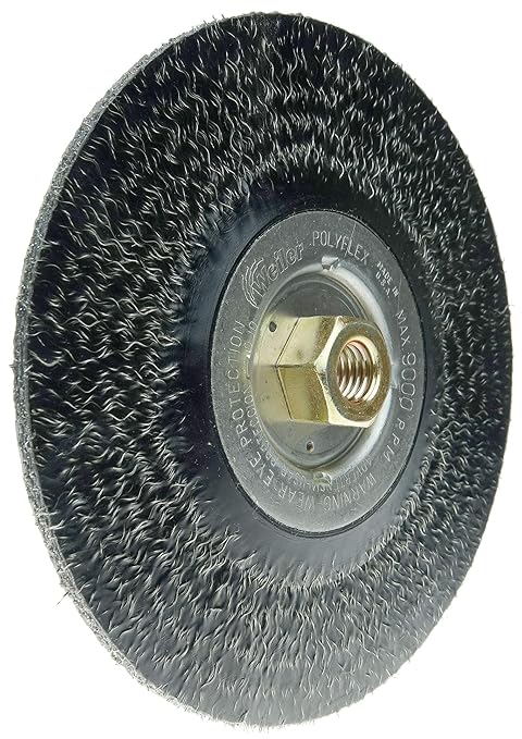 Weiler 35216 Polyflex Encapsulated Root Pass Weld Cleaning Brush 7", 0.014" Steel Fill, 5/8"-11 UNC Nut, Made in The USA (Pack of 5)