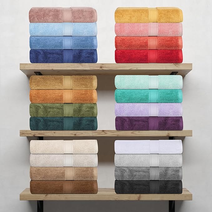 Superior Egyptian Cotton Pile 6 Piece Towel Set, Includes 2 Bath, 2 Hand, 2 Face Towels/Washcloths, Ultra Soft Luxury Towels, Thick Plush Essentials, Guest Bath, Spa, Hotel Bathroom, Latte