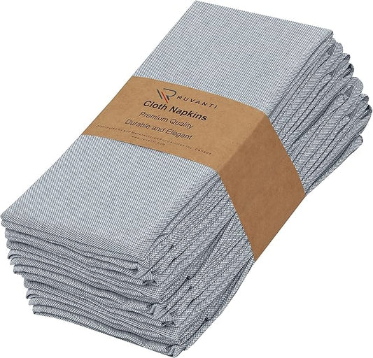 Ruvanti Cloth Napkins Set of 12, 18x18 Reusable Napkins Cloth Washable, Soft & Durable Table Napkin, Poly Cotton Fabric Dinner Napkins for Parties, Christmas, Thanksgiving, Weddings - Grape