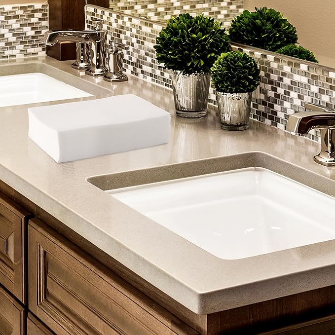 50-Pack BloominGoods Disposable Bathroom Napkins | 12" x 17" Single-Use Classic Lite Linen-Feel Guest Towels, Made in USA | Cloth-Like Hand Towels, White