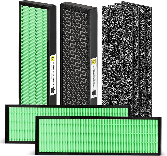 [Upgraded] Nisreen AC4825 HEPA Filter B Replacement Compatible with Guardian Filter B for Improving Moist Conditions, for Models AC4825E AC4850PT AC4900CA, 4 H13 HEPA and 4 Pre-Filters