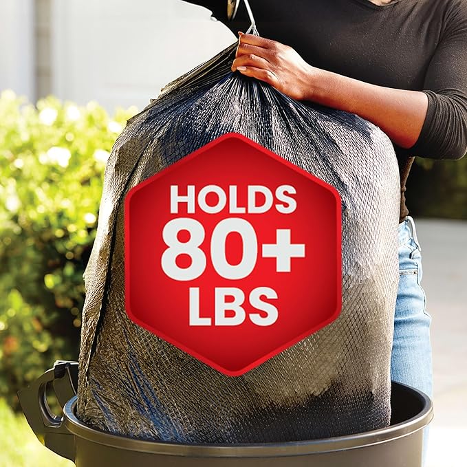 Glad Large 30 Gallon Trash Bags, Unscented Heavy Duty Garbage Bags, Forceflex with Drawstring, 68 Count (Packaging May Vary)
