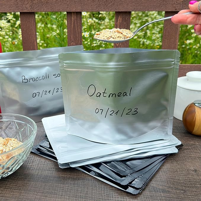 50 Pack 7.5 Mil Mylar Stand Up Bags - 8.5x6.5 Inches Resealable Smell Proof Pouch Bag withstand Hot Water - Heat Sealable Foil Zipper Sample Pouches for Food Storage - Glossy Silver