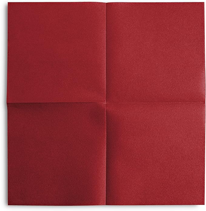 Linen-Feel Colored Paper Napkins - Decortive Cloth-Like BURGUNDY Luncheon Napkins - Soft And Absorbent. For Kitchen, Party, Wedding, Dinner Or Any Occasion. (Pack of 50)