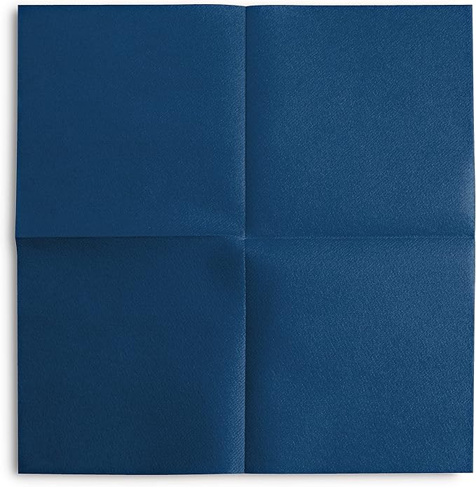 Linen-Feel Colored Paper Napkins - Decortive Cloth-Like BLUE Luncheon Napkins - Soft And Absorbent. For Kitchen, Party, Wedding, Dinner Or Any Occasion. (Pack of 50)