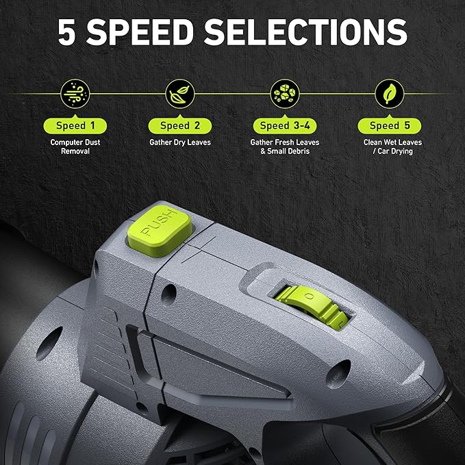 Leaf Blower Cordless, Swivel Head Design, 550 CFM Electric Blower w/2 Pcs 4.0 Ah Battery & Charger, Lightweight 3.7 Lbs Handheld Mini Leaf Blower, 5-Speed Blowers for Lawn Care Car Patio Yard