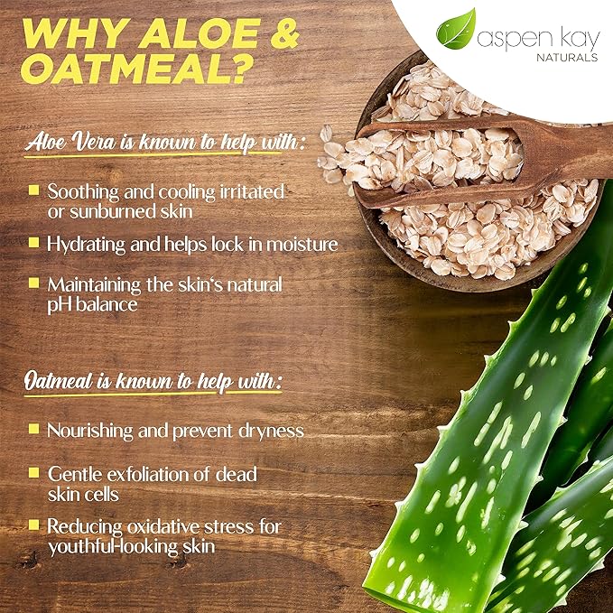 Aloe Vera & Oatmeal Soap Bar with Calamine, Natural & Organic Ingredients - Organic Aloe Vera & Colloidal Oats. Face & Body - for Men, Women & Teens. Gentle Body Wash. 4.5 oz Bar (Pack of 2)