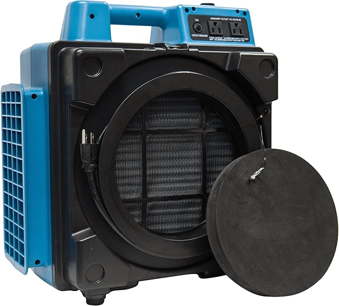 XD-125 Commercial Water Flood Damage Restoration Package for Home Garage Basements Restrooms Restaurants Crawl Spaces-Includes 4 Mini Air Movers,Dehumidifier,Mini HEPA Air Scrubber-Blue