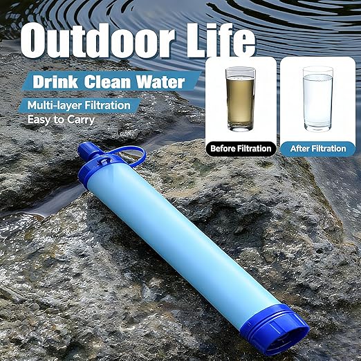 Personal Water Filter Straw S2, Equipped with 1 Life Straw, Lightweight Outdoor Camping Team Family Travel Essentials, Tactical Gear, Survival Filtration Portable Gear, Emergency Preparedness