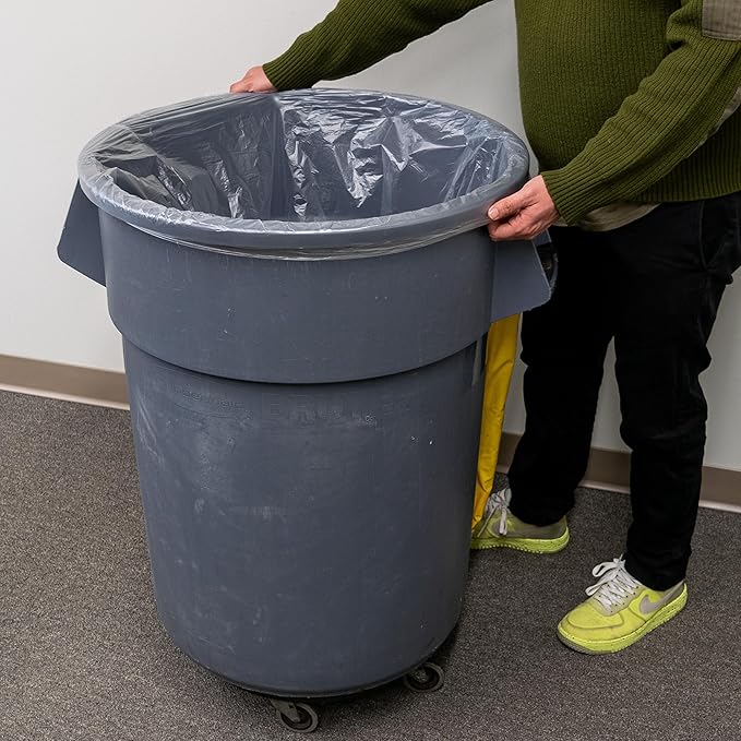 250 Count Large Clear Plastic Liners, 33 Gallon, 32x38 Inches for Waste Disposal, Home, Office, Small Business Recycling & Garbage Management