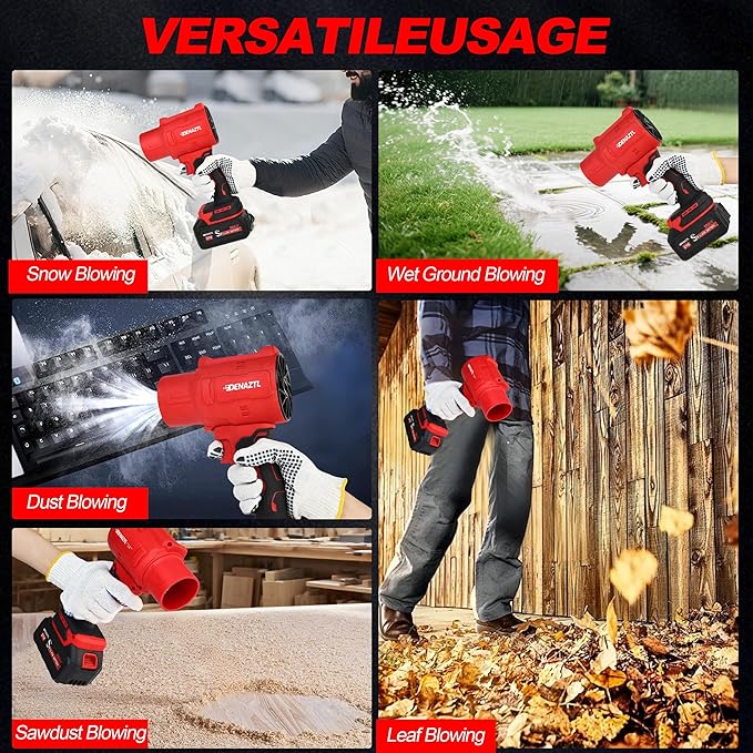 Cordless Leaf Blower - 800000RPM Electric Blower with 4.0Ah Battery Powered - Lightweight Handheld Leaf Blower for Lawn Care, Yard, Patio Blowing Leavs Dust, Sideway Cleaning