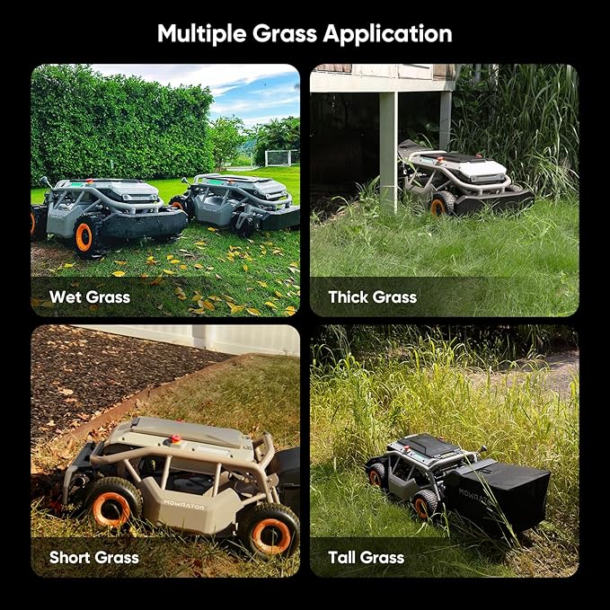 Remote Control Lawn Mower S1 4WD 56V12Ah, Multi-Functions RC Lawn Mower with 1.5-4.3 Inch Cutting Height 21 Inch Cutting Width for 75% Slope(37°) for Mowing 0.75 Acres