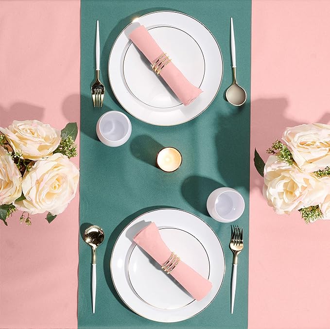 Linen-Feel Colored Paper Napkins - Decortive Cloth-Like PINK Luncheon Napkins - Soft And Absorbent. For Kitchen, Party, Wedding, Dinner Or Any Occasion. (Pack of 50)
