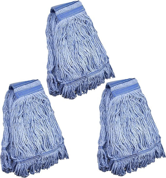 Mop Head Replacement Commercial Heavy Duty String Blue Wet Mop Heads for 3 Typs Commercial Mop Handle(3,Large)