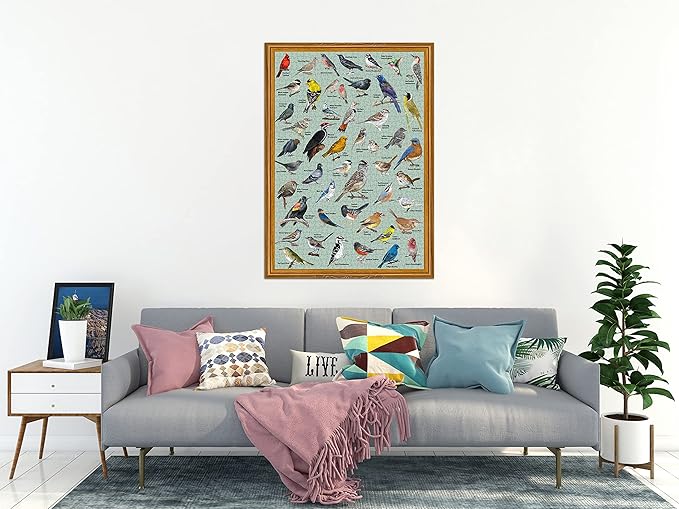 Bird Puzzle for Adults 1000 Pieces and Up, Backyard Birding Puzzle Collects 47 Backyard Birds of North America, Birds Theme Jigsaw Puzzles for Bird Lover