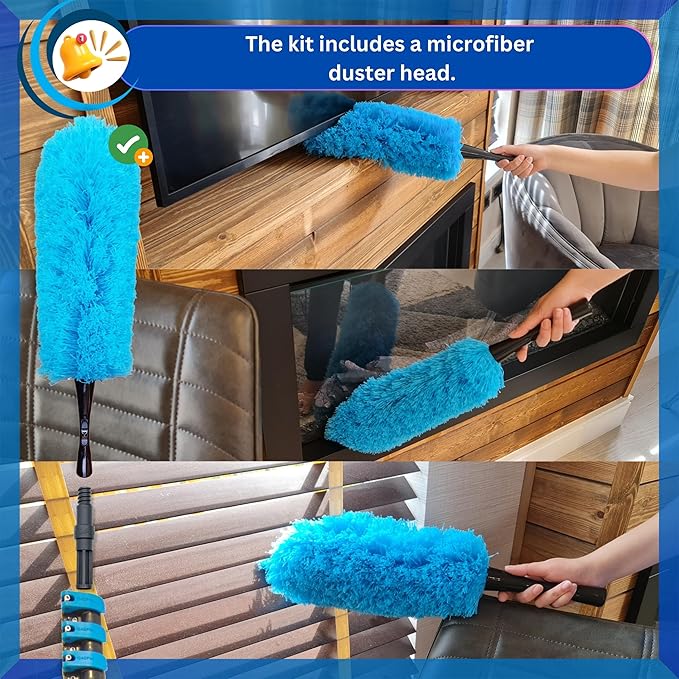 IGADPole Washing Kit: Water-fed Brush with Soap Dispenser, Cobweb Dusters, with 5-Stage Telescoping Pole 5-20ft Pole/Window and Dusting Cleaning Kit