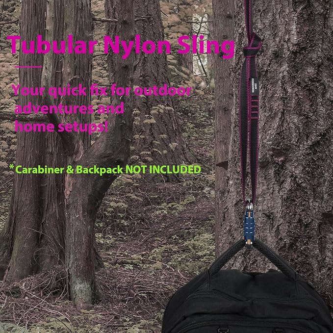 18mm Nylon Climbing Sling Runner 23KN CE2008/EN566 Certified - Webbing Straps for Outdoor Rock Climbing, Rappelling, Swing, Yoga Hammock etc