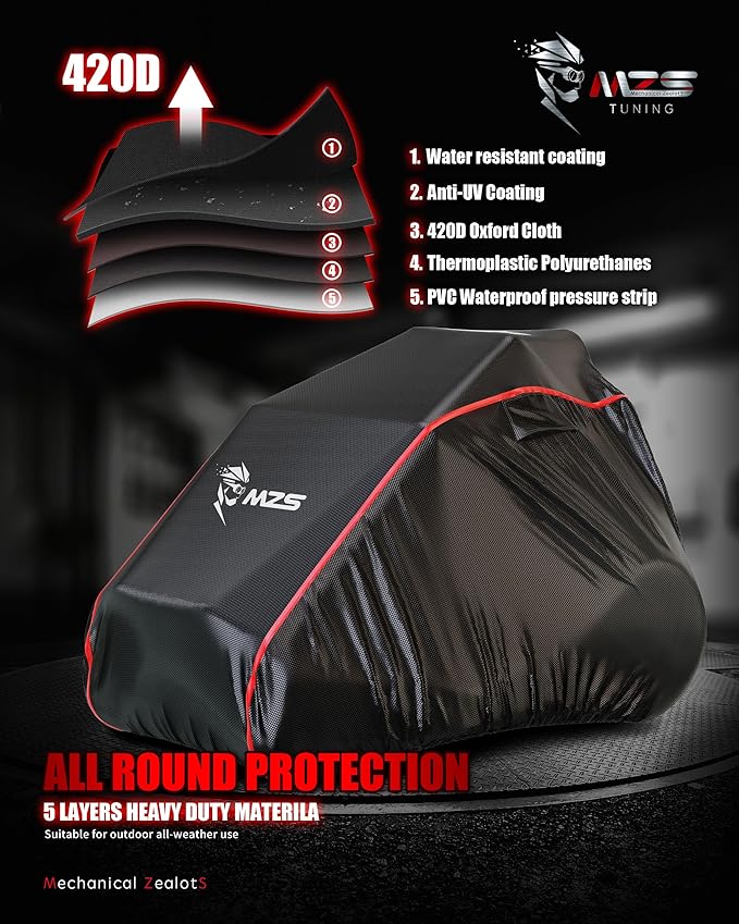MZS Zero Turn Mower Cover, Heavy Duty Zero Turn Lawn Mower Cover with Storage Bag, Waterproof Lawnmower Covers for Outdoor UV Protection Universal Fits Decks Up to 60" Zero-Turn Mowers Tractor
