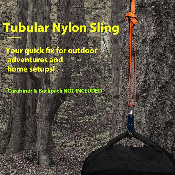 18MM Nylon Climbing Sling Runner - 23KN CE2008/EN566 Certified Outdoor Climbing Webbing for Rock Climbing, Rappelling, Mountaineering, Swing Gear, Outdoor Adventures & Emergency Anchoring
