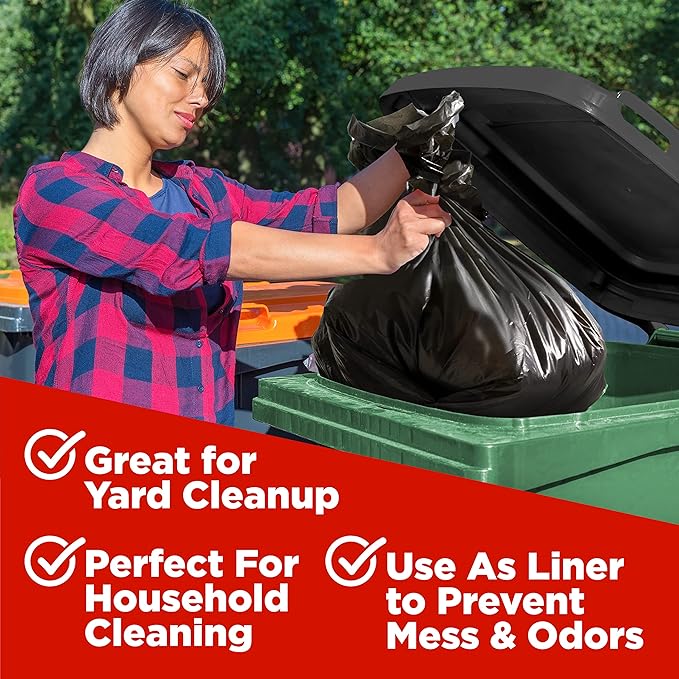 Toughbag 40-45 Gallon Trash Bags Heavy Duty (100 Count) - 39, 40, 42, 44 Gallon Trash Bags for Contractors, Commercial, Home, Kitchen - Made in USA