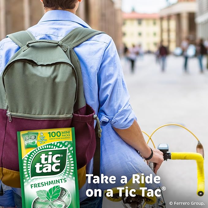 Tic Tac Freshmints, Bulk Bag with 100 Mini Packs (4 Mints each), Share-Size, On-the-Go Mints, 6.7 oz