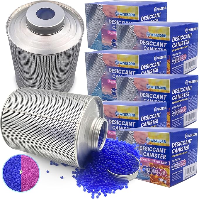 800 Gram Gun Safe Dehumidifier, 6 Pack of 1.77 LBS Rechargeable Dehumidifier Blue to Pink Silica Gel Desiccant Moisture Absorbers, Dehumidifiers for Room, Bedroom, Safe, Closet, Bathroom, Car