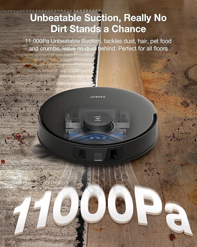 ECOVACS DEEBOT T30S Care Robot Vacuum and Mop, 11000Pa, ZeroTangle Technology, TruEdge Adaptive Edge, Hot Wate Washing, Self-Emptying, Self Refilling, Auto Lifting, Obstacle Avoidance