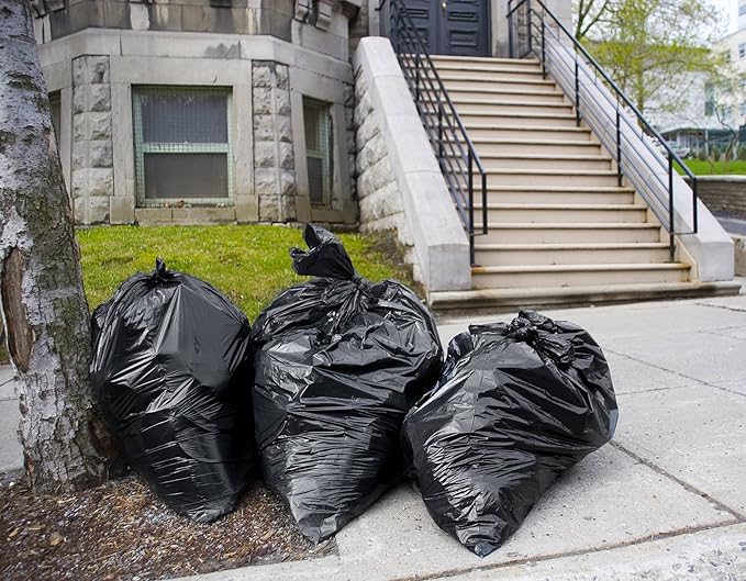 Tasker 44-45 Gallon Trash Bags Heavy Duty, (Value 100 Bags w/Ties) Extra Large Black Trash Bags - 39 Gallon - 40 Gallon - 42 Gallon - 45 Gallon - Large Black Garbage Bags Heavy Duty