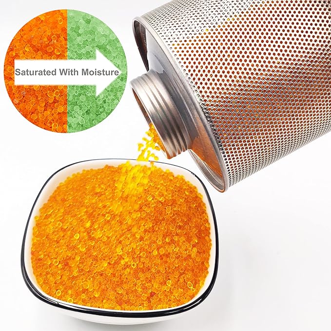 750 Grams 5 Pack Gun Safe Dehumidifier, Reusable Canister Desiccant Dehumidifier, Rechargeable 1.65 Lbs Indicating Silica Gel Orange To Green
